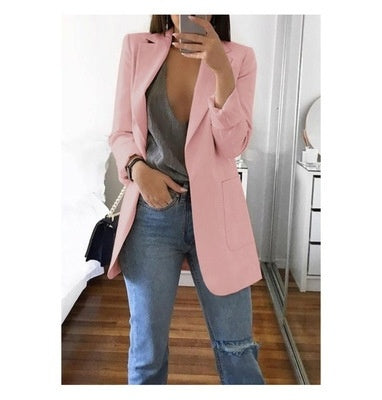 Women Lapel Slim Cardigan Blazer