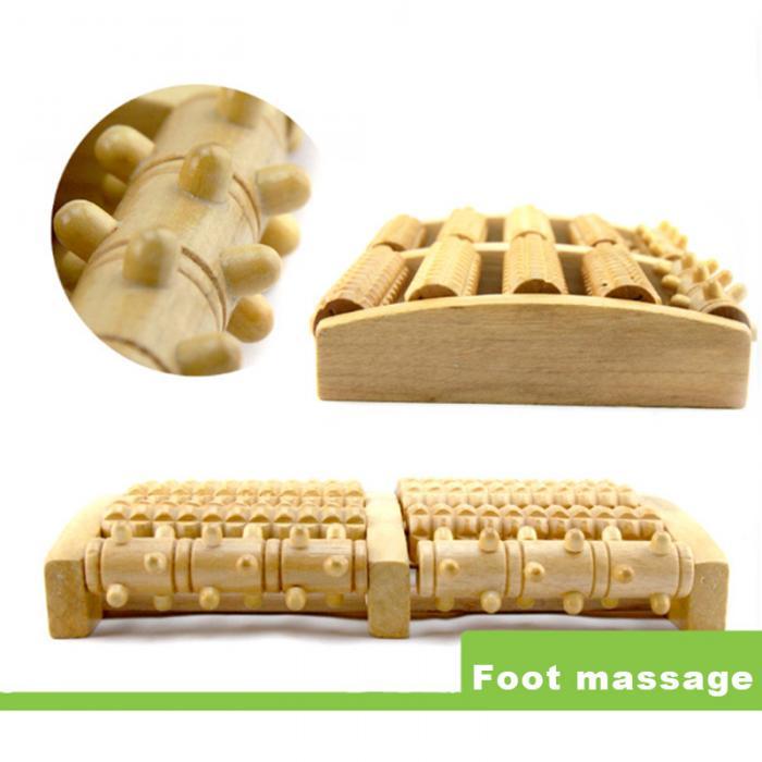 Dual Wooden Foot Massager Roller for Plantar Fasciitis Relief