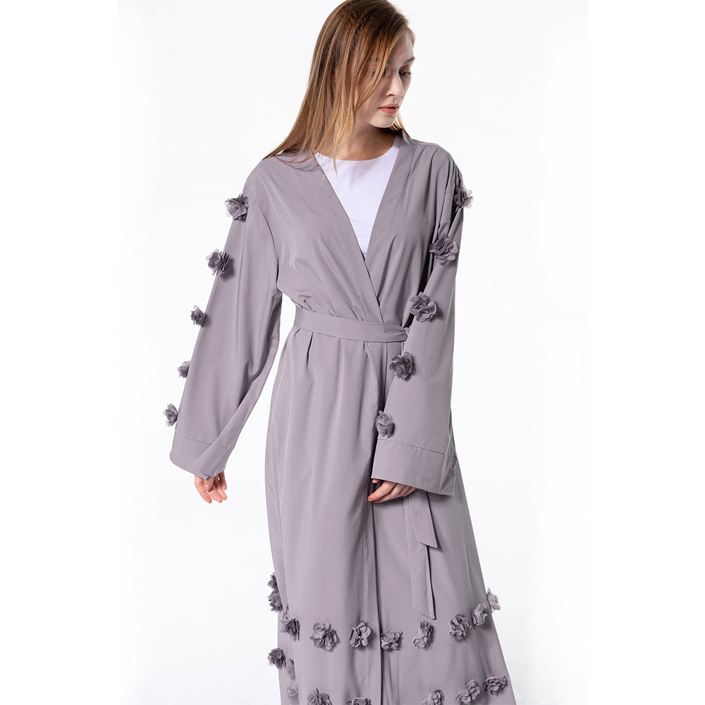 Loose Cardigan Three-dimensional Floral Lace Up Robe