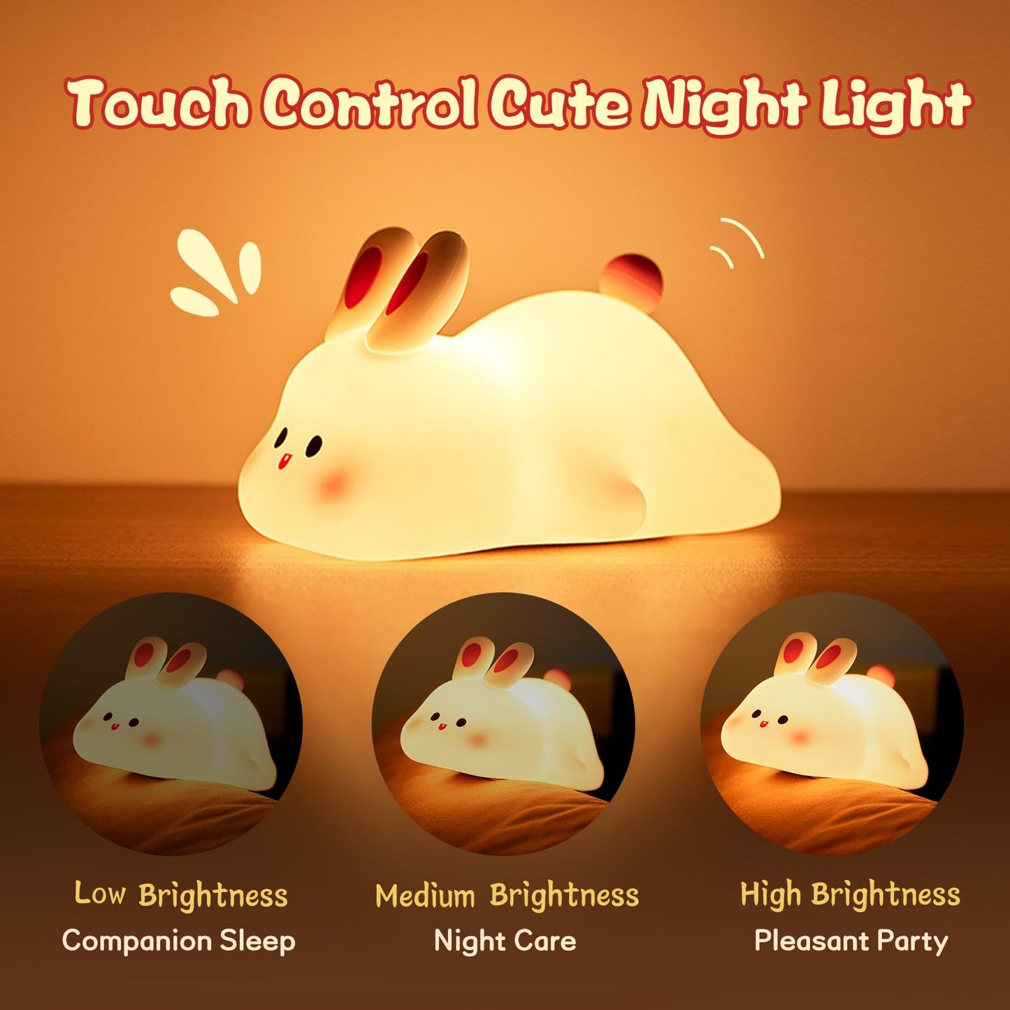 Cute Rabbit LED Night Light Touch Sensor for Cozy Nights