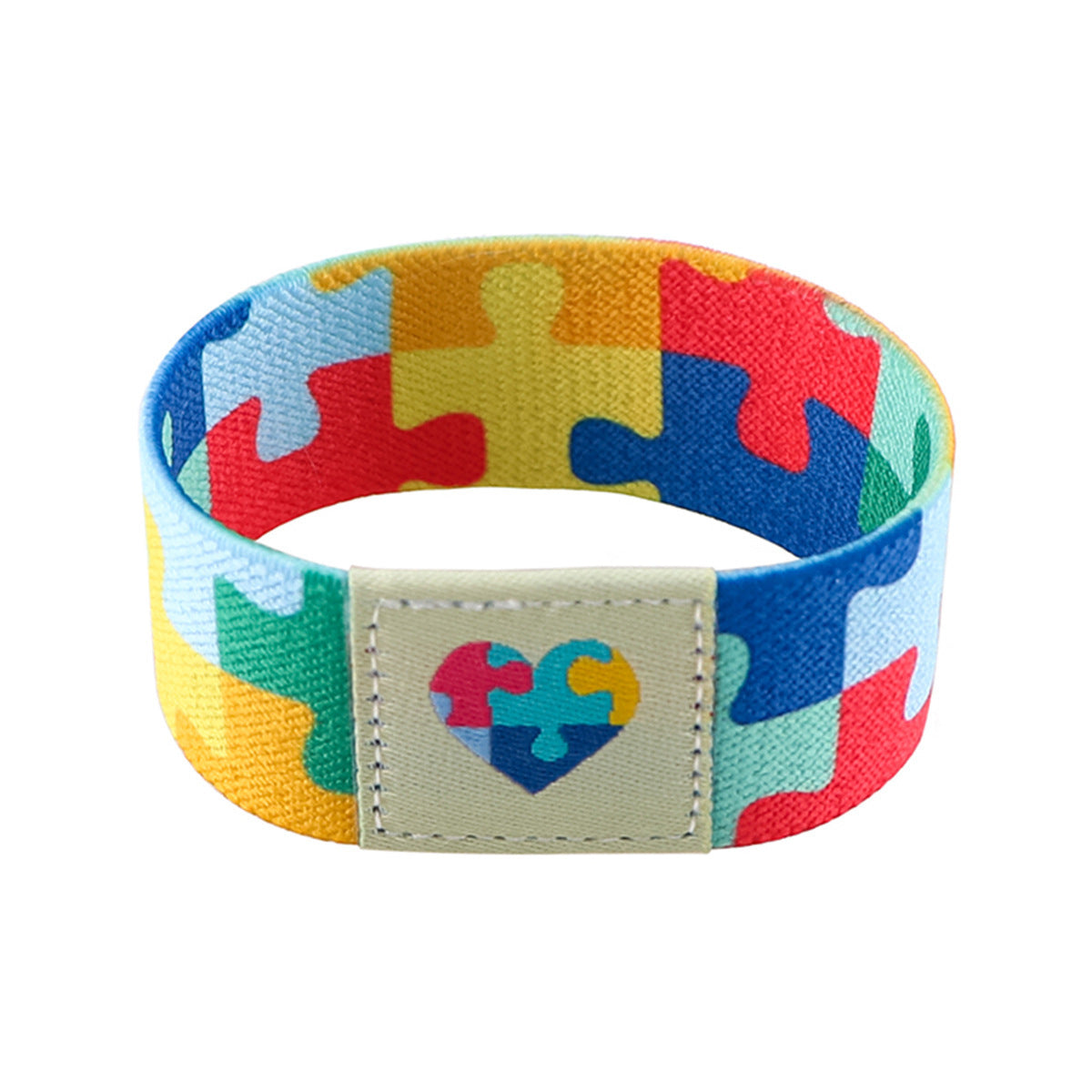 Colorful Puzzle Elastic Wrist Strap Care Autism Sports Elastic Cartoon Bracelet Washable Elastic