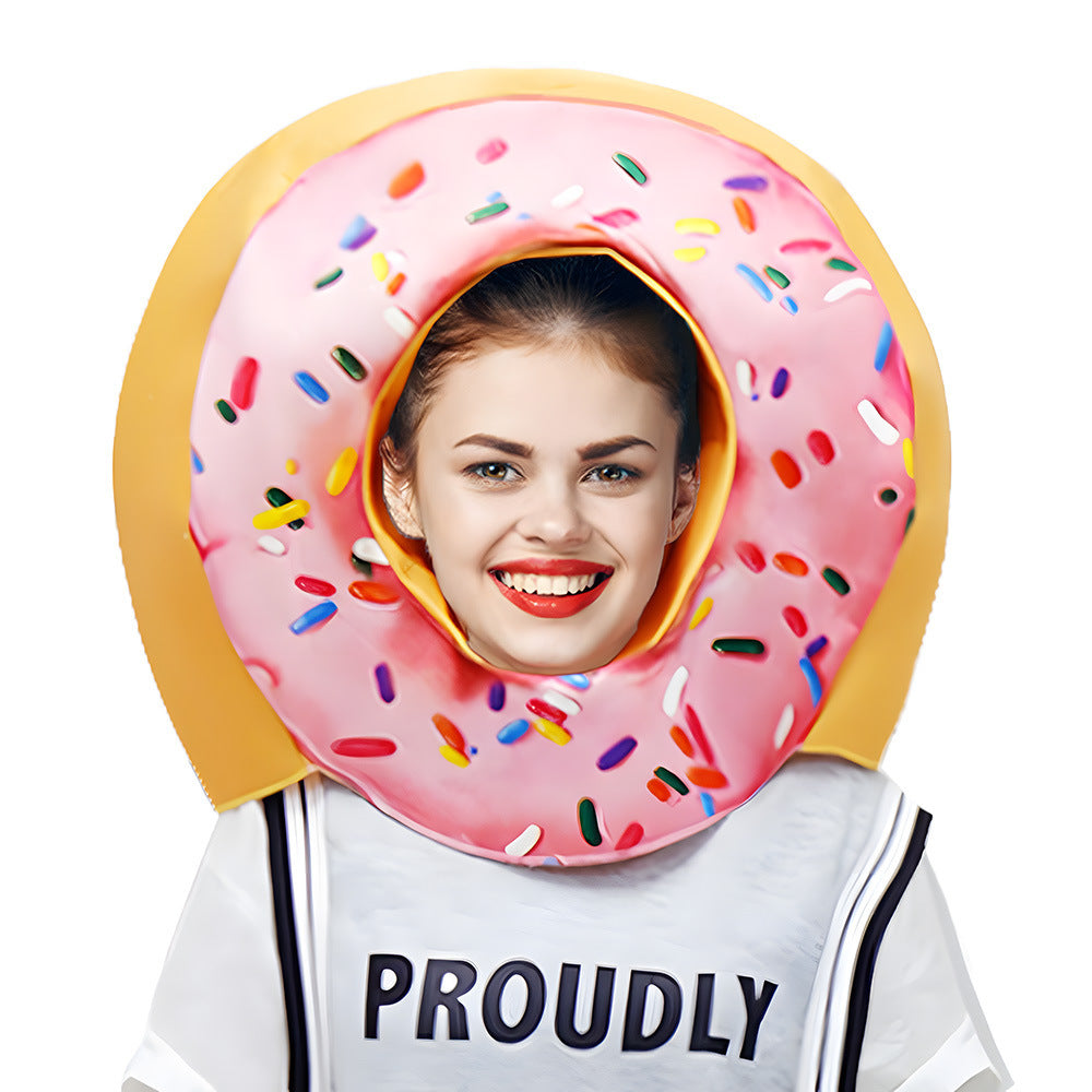 Halloween Party COS Donut Head Set Strawberry Cake Props Stage Performance Costume