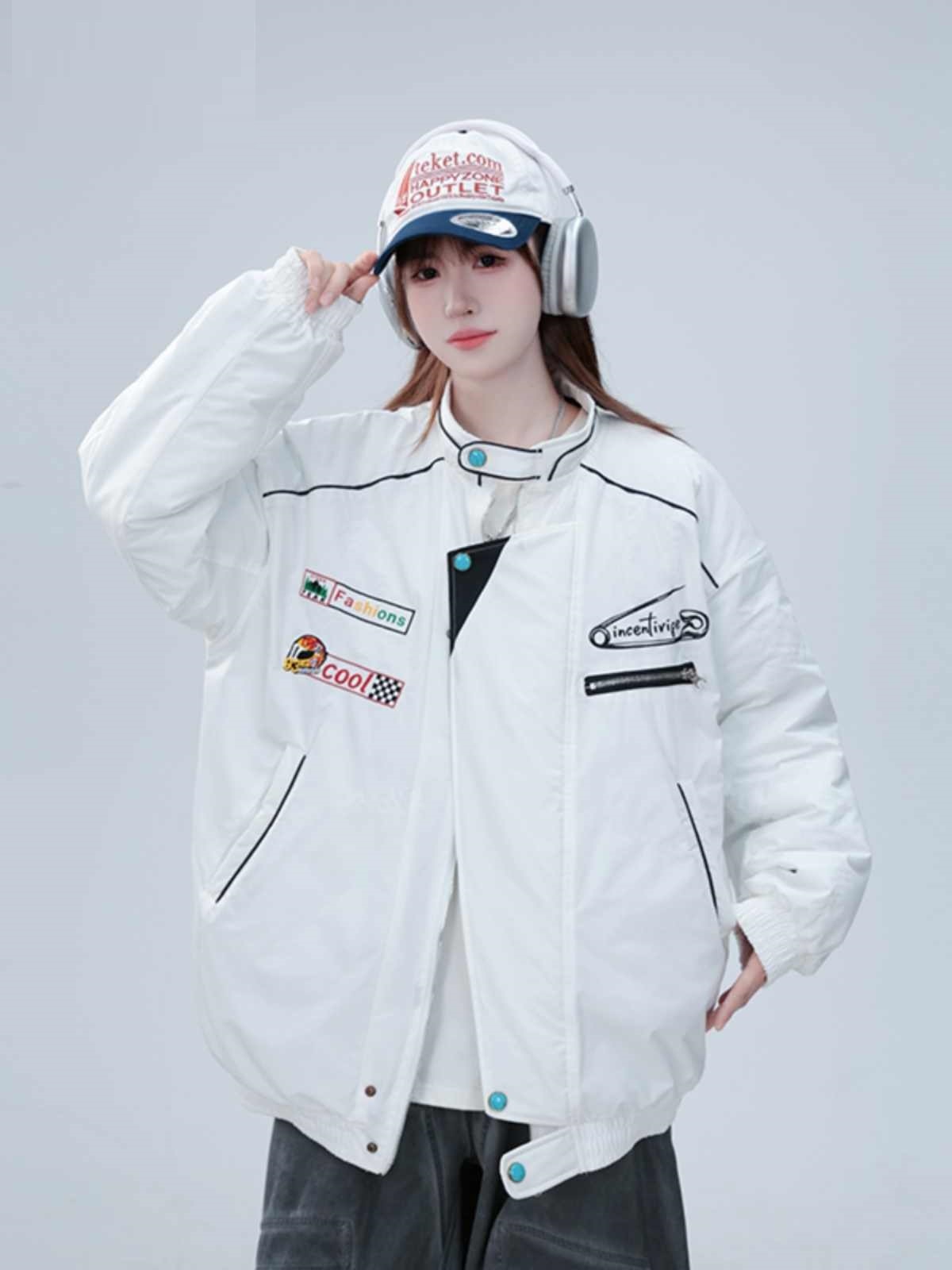 Thickening Embroidery Cotton Coat Winter Trendy Men And Women Couple Cotton-padded Clothes Coat