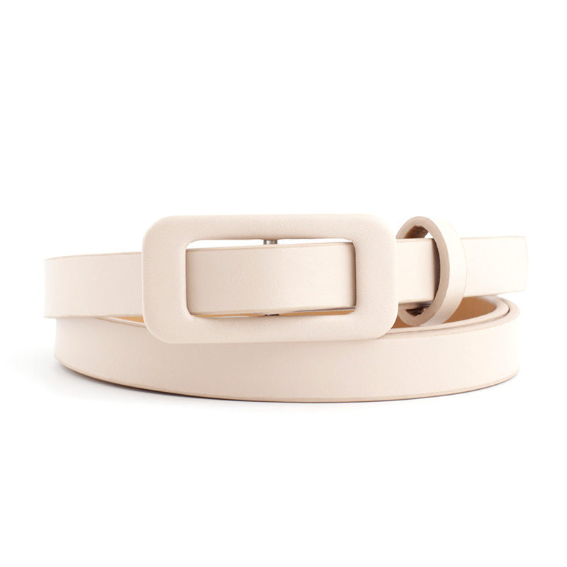 Solid Color Women's Nude Pu Small Belt