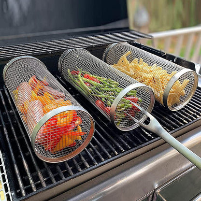 Rolling Grilling Basket - Portable BBQ Basket