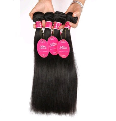 Real Human Hair Straight Weaves & Lace Closure Bundles