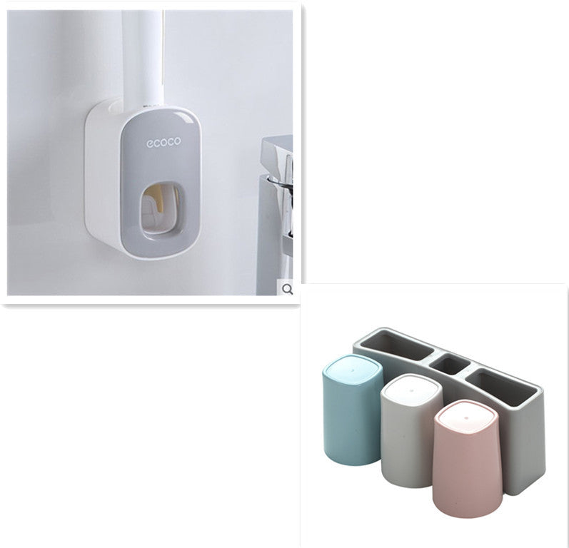 Wall Mounted Automatic Toothpaste Holder Bathroom Accessories Set Dispenser