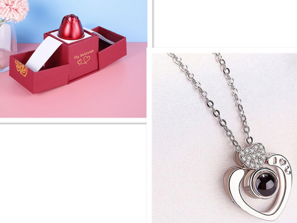 Metal Rose Jewelry Gift Box Necklace for Elegant Gifting