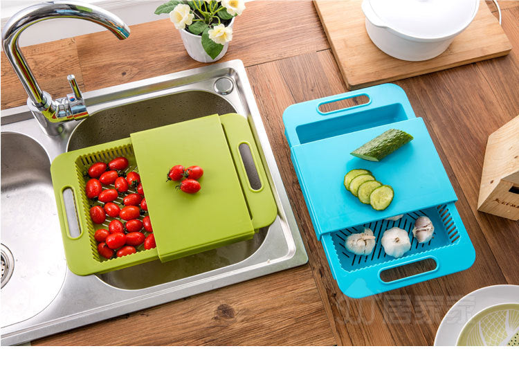Multifunctional Kitchen Chopping Block with Drain Basket for Effortless Meal Prep - Mallora Shop