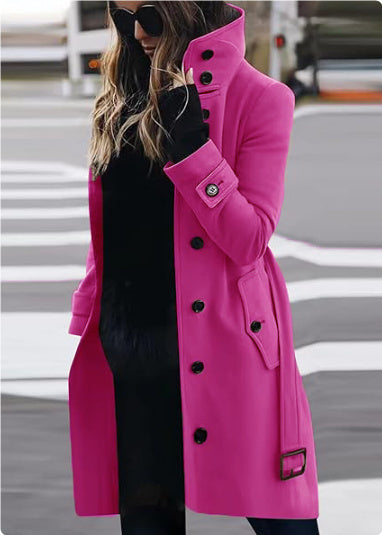 Women Slim-fit Woolen Coat