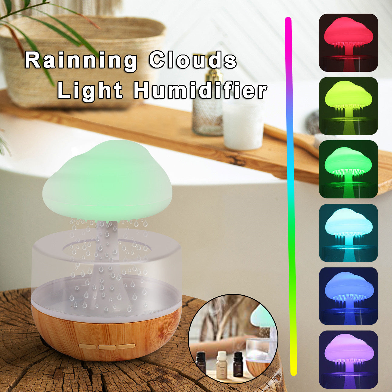 Raining Cloud Humidifier with Night Light and Aromatherapy Features - Mallora Shop