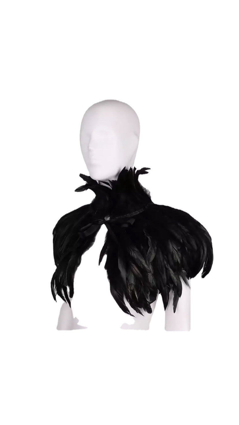 Amazon Gothic Cape With Feather Feather Collar