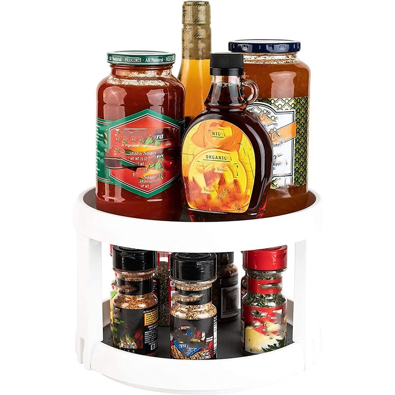 Two Level Storage Turntable - Multi Level Rotary Kitchen Spice Manager
