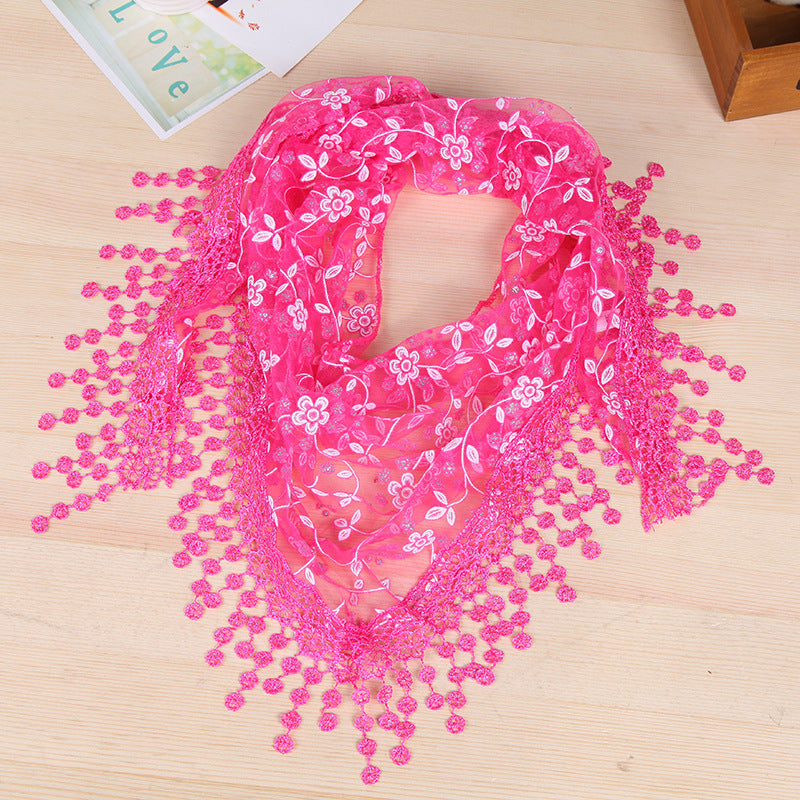 Women's New Creative Lace Fringed Silk Scarf