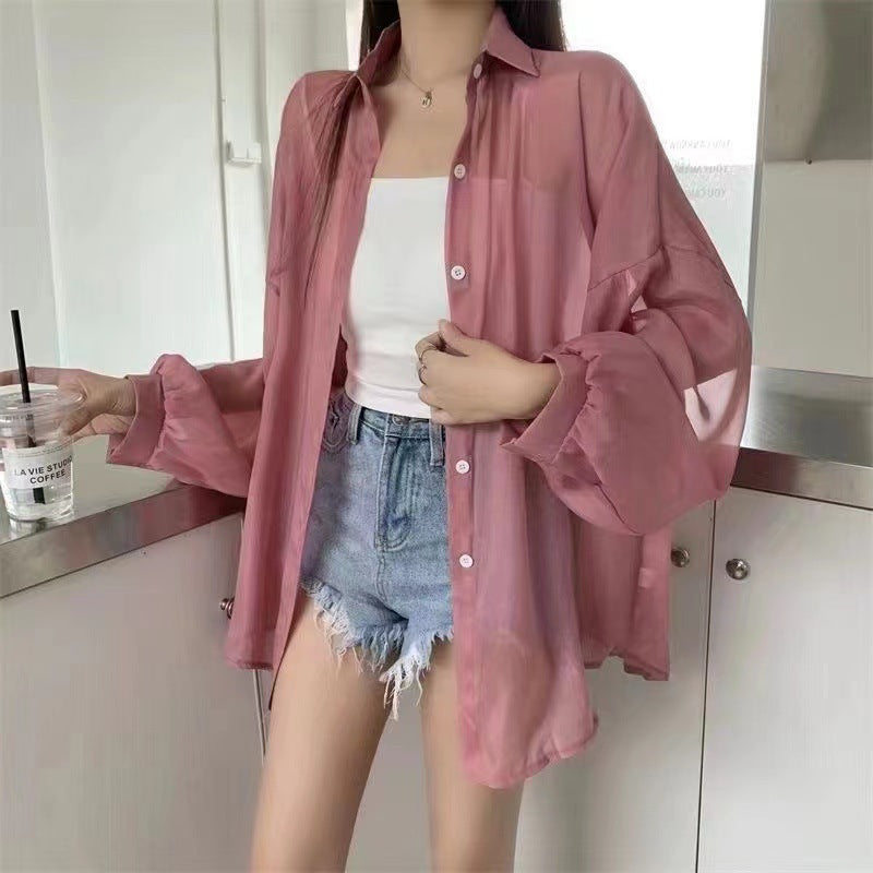 Women Pearl Yarn Thin Long-sleeved Jacket