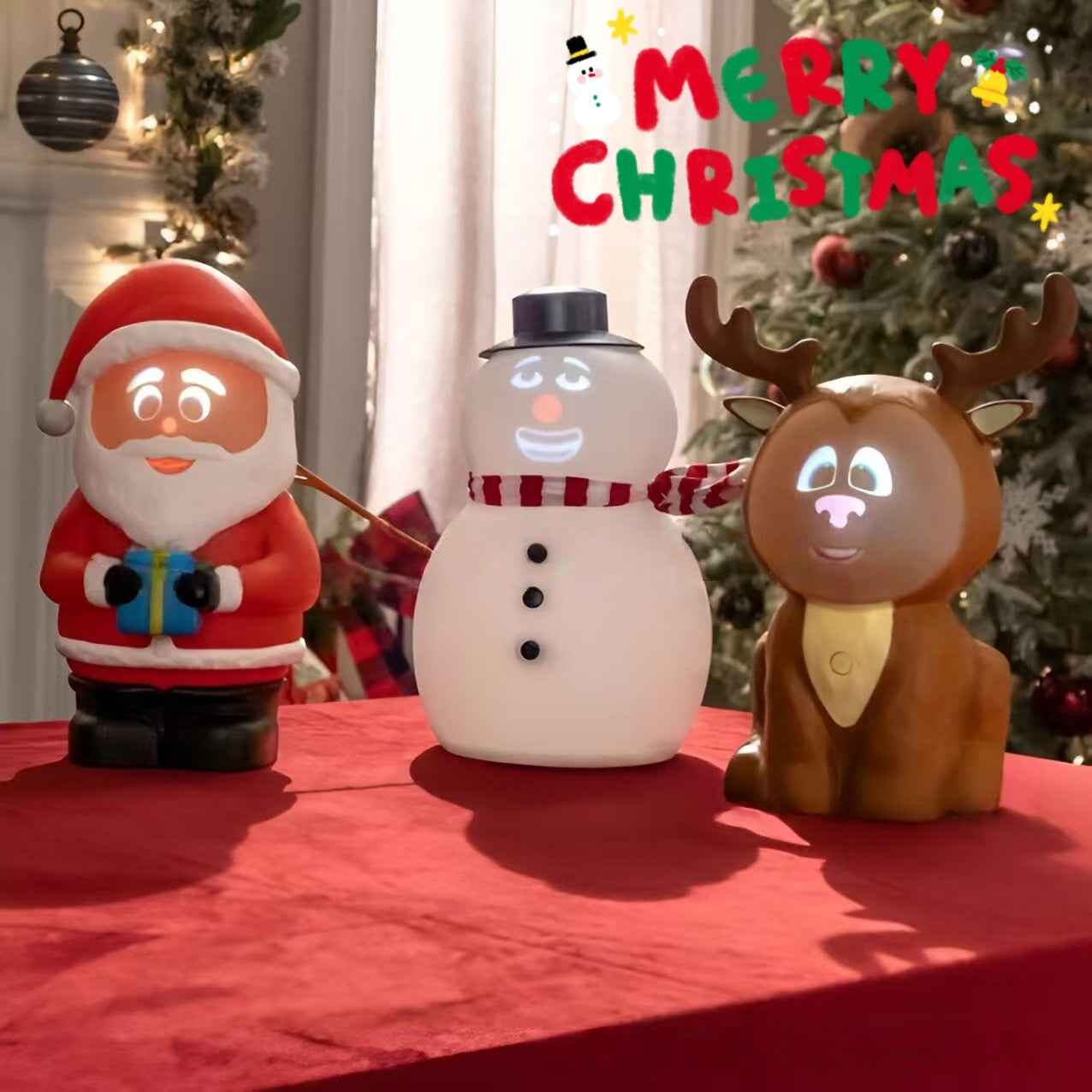 Talking Animated Blink Snowman With Light Up Eyes And Playful Voice For Holiday Home Table Centerpiece Gift Christmas Decorations
