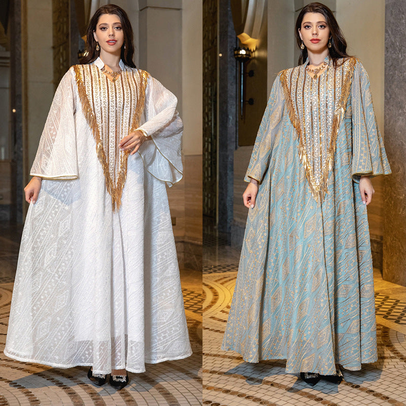 Abito da sera da festival arabo Dubai maglia ricamata paillettes abito Medio Oriente