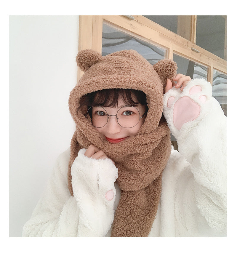 Bear ears scarf hat