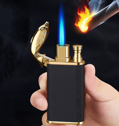 Creative Blue Flame Lighter with Dolphin & Dragon Design