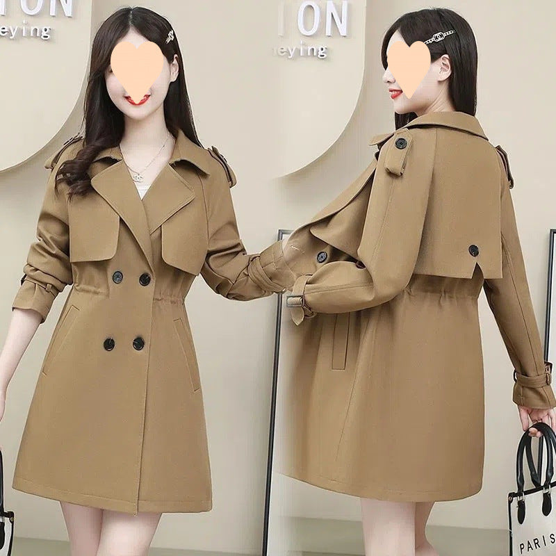 Women's Loose Mid-length Coat Waist Trimming Coat