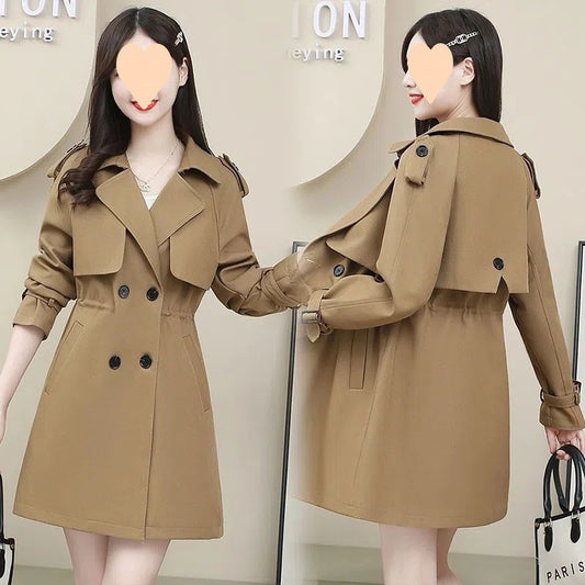 Women's Loose Mid-length Coat Waist Trimming Coat