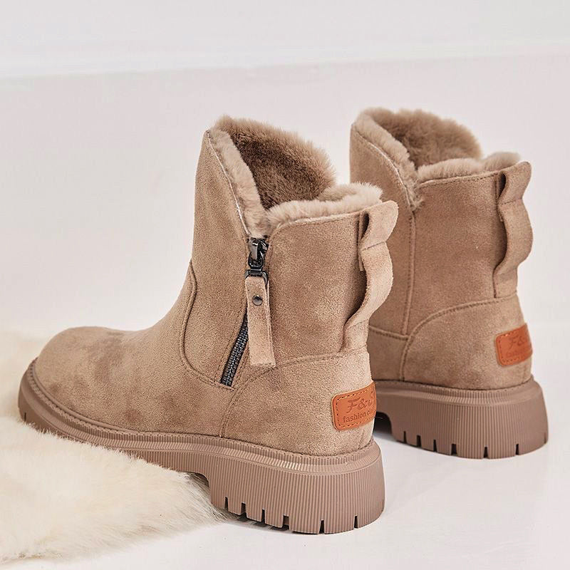 Thick Plush Snow Boots Women Faux Suede Non-slip Winter Shoes