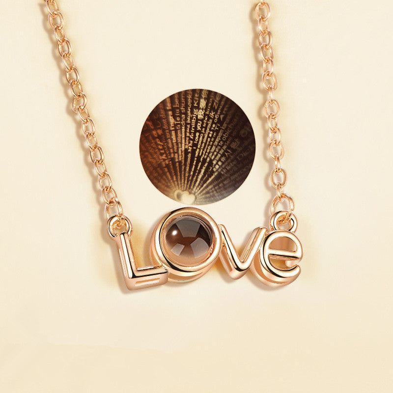 I love you 100 languages love memory projection necklace