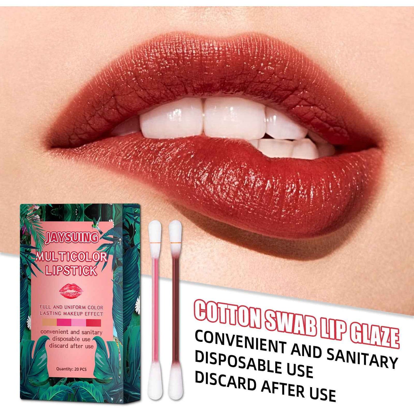 Cotton Swab Lipstick Durable Matte Portable Non Fading Lip Glaze Lipstick