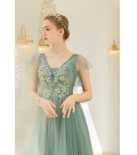 New Light Green Bridal Wedding Toast Dress