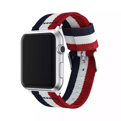 Canvas Watch Band with Silver Buckle - Compatible with Apple Watch