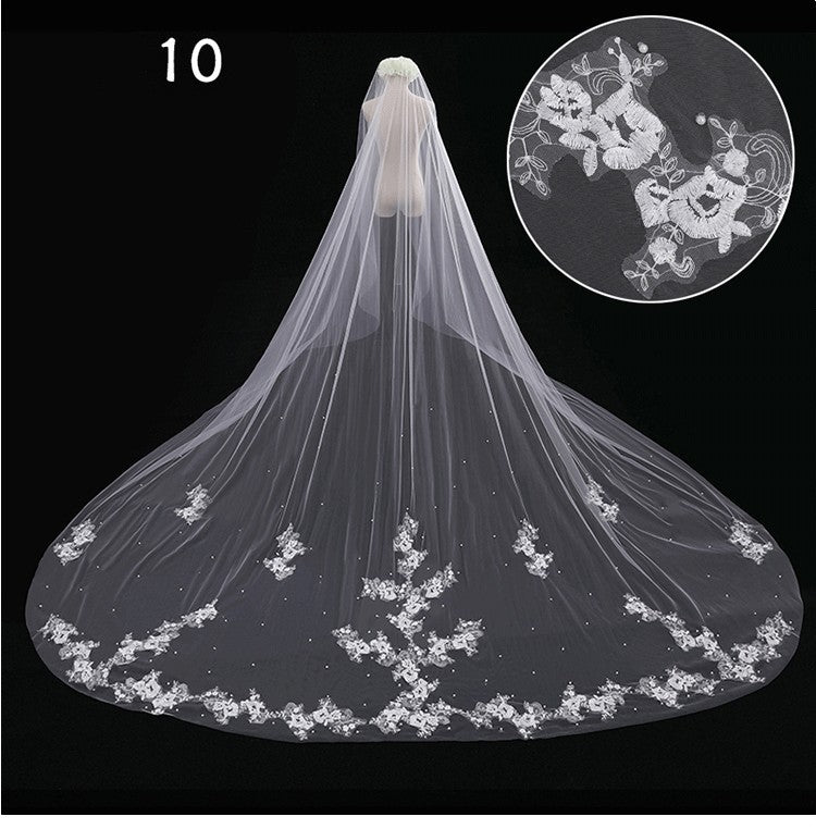 Bridal Wedding Long Tail Luxury Fairy Wedding Veil