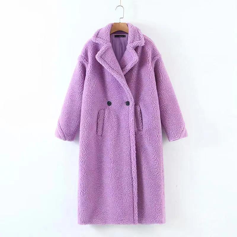 Women's Artificial Teddy Long-sleeved Thickened Thermal Long Coat