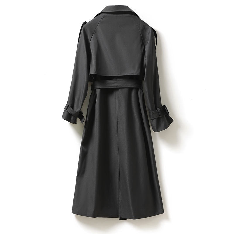 Women's Mid-length Trench Coat Lady Temperamental Overcoat