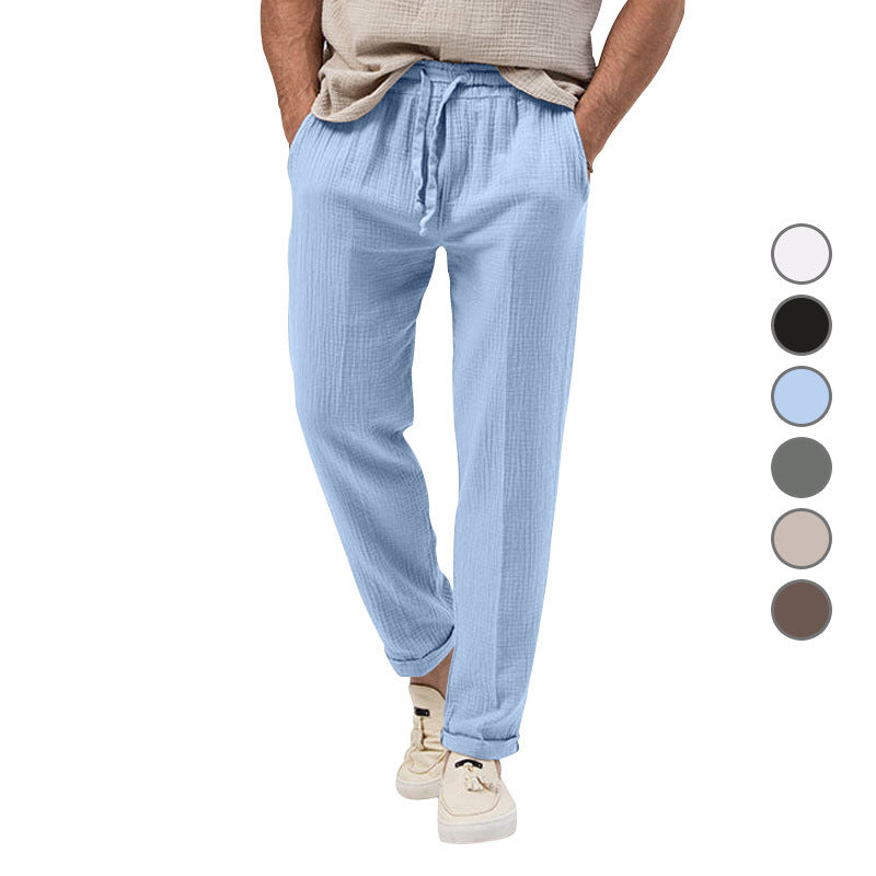 Summer Men's Breathable Solid Color Trousers Plus Size Loose Casual Pants