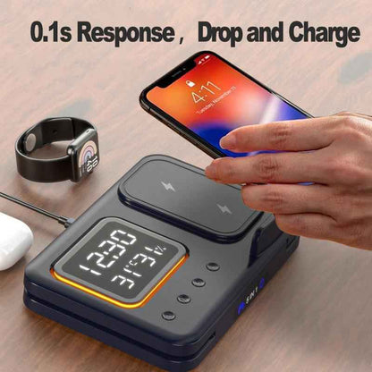 15W Wireless Charging Stand with LED Alarm Clock