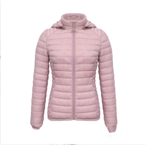 Women Autumn And Winter Zipper Short Hooded Detachable Cotton-padded Coat