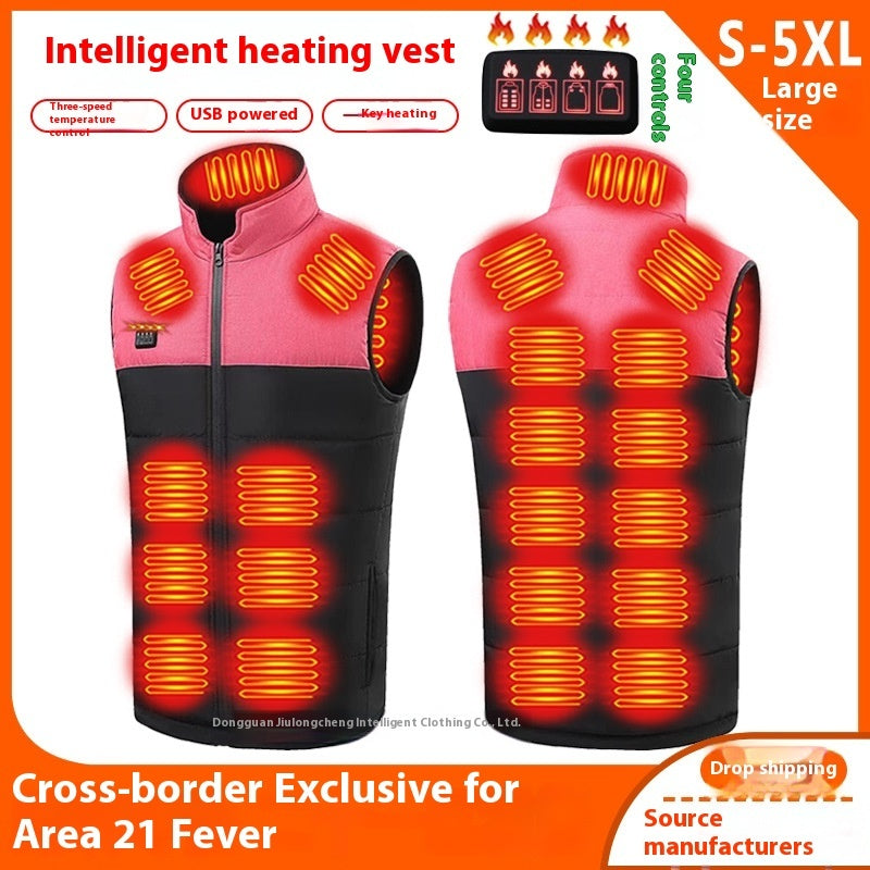 Color Matching Four-control Zone 21 Self-heating Vest V-neck