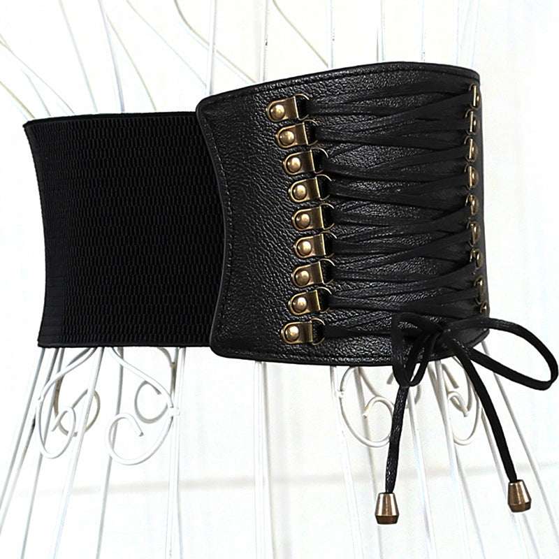 European and American super wide waist women fashion elastic elastic fringed wide belt decorative skirt accessories