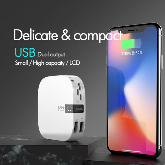 10000 mAh Mini Power Bank with Fast Input and Digital Display