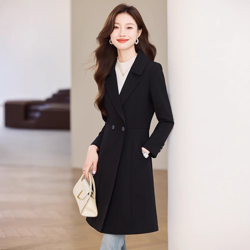 Black Suit Trench Coat Coat For Women Autumn