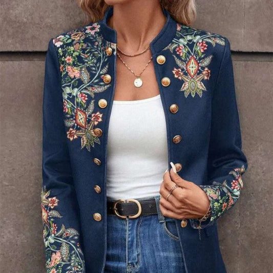 Women Printed Suit Jacket Cross