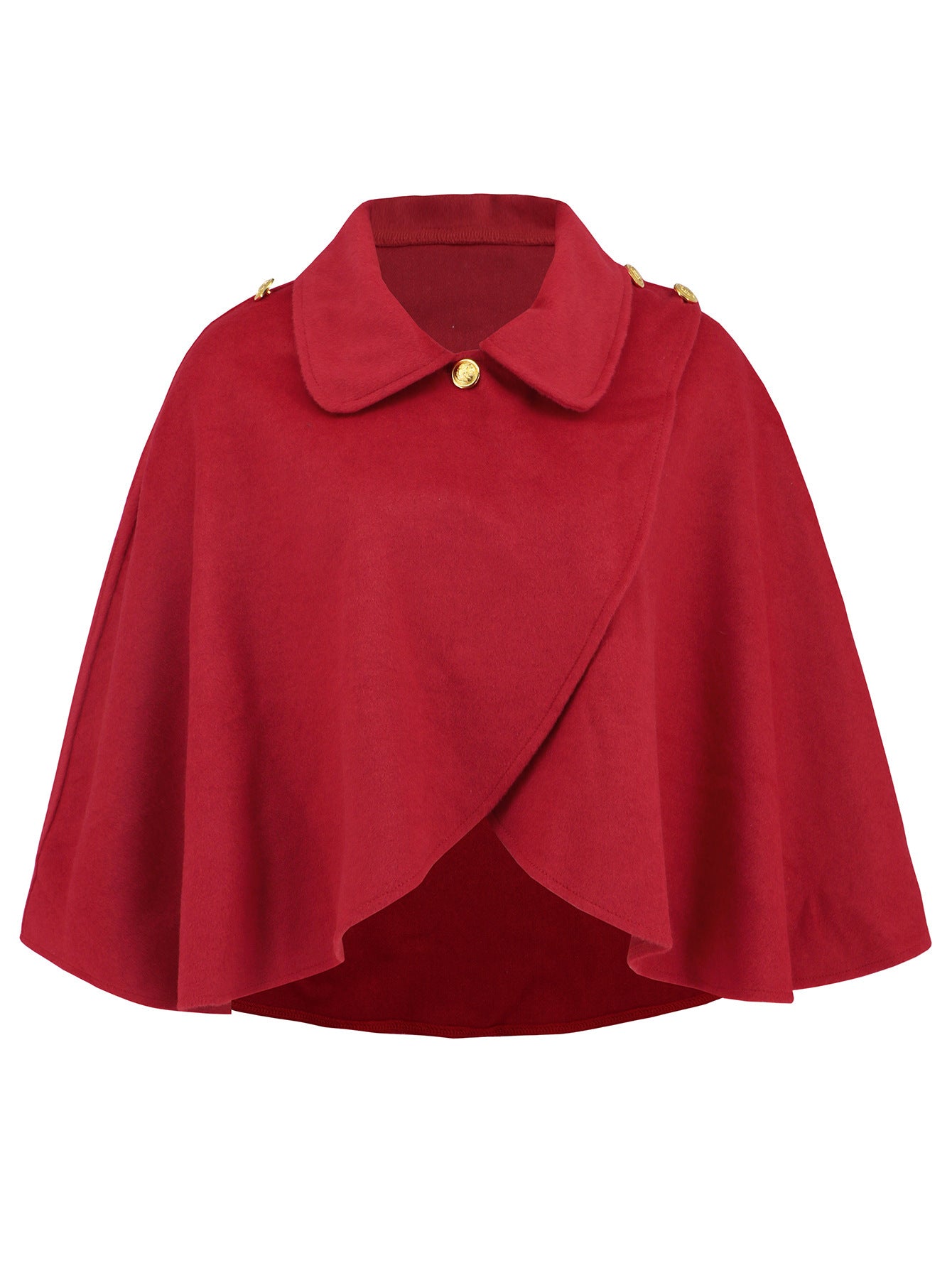 Fashion Solid Color Wool Cape Coat