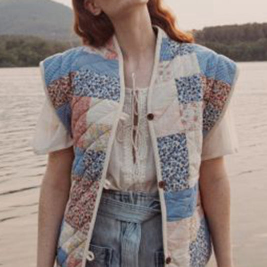 Women Printed Retro Cotton Padded Cardigan