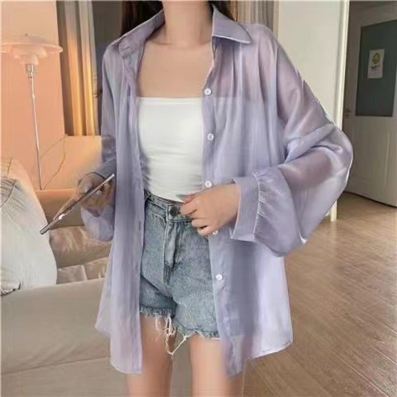 Women Pearl Yarn Thin Long-sleeved Jacket