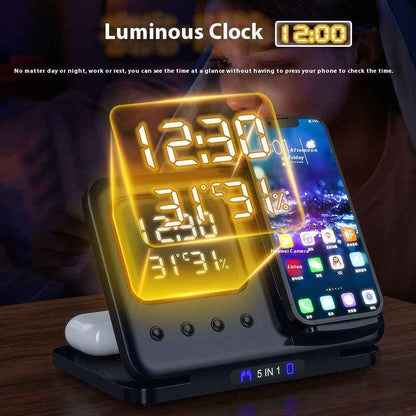 15W Wireless Charging Stand with LED Alarm Clock
