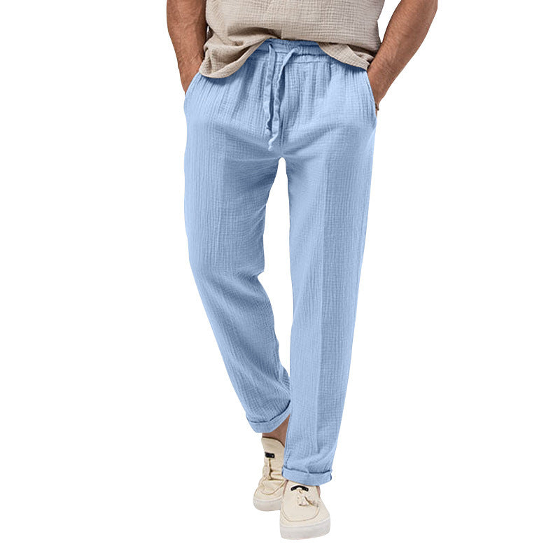 Summer Men's Breathable Solid Color Trousers Plus Size Loose Casual Pants