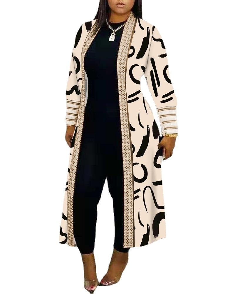 Woman Long Sleeve Splicing Coat