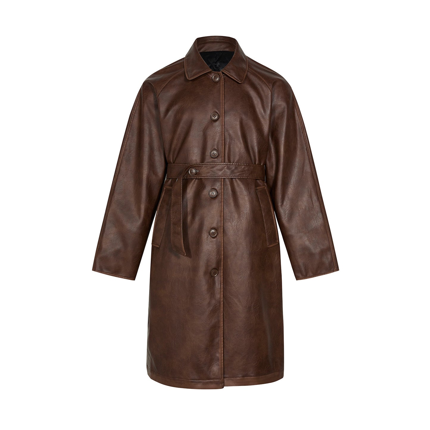 Leather Mid-length Trench Coat Men And Women