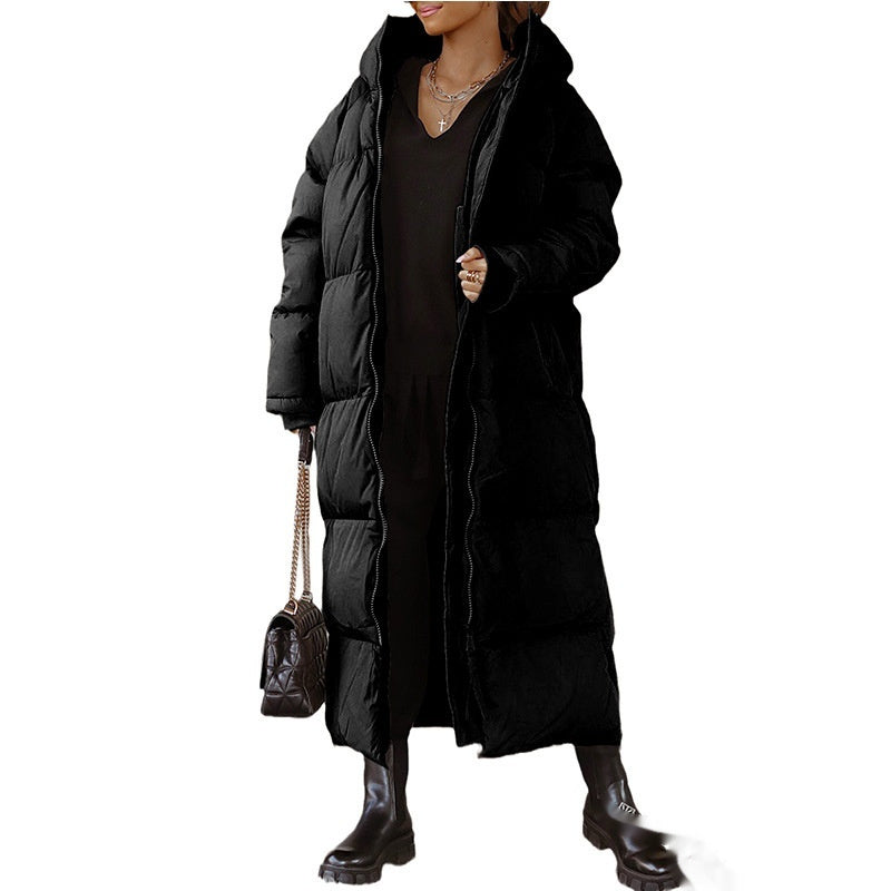 Women Hooded Long Casual Zip Coat