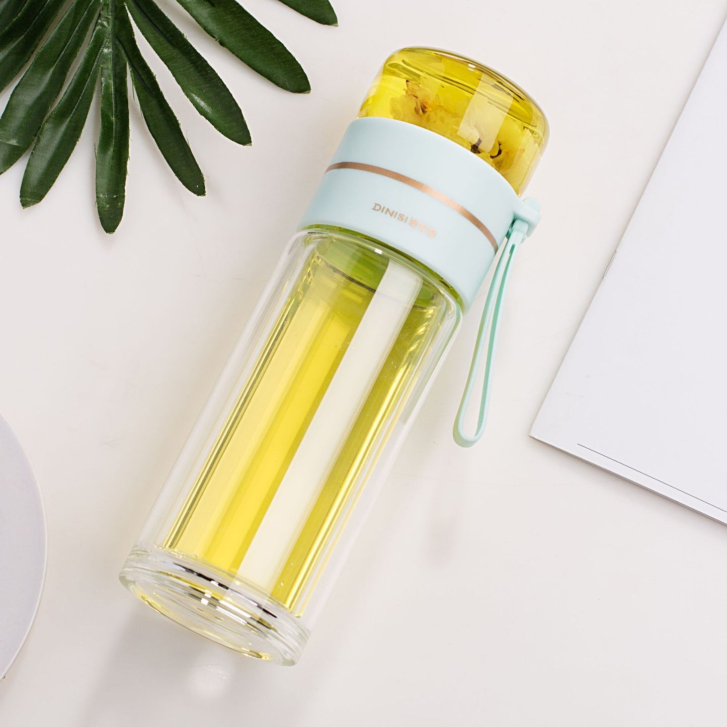 Glass Water Bottle with Tea Infuser - Double Wall Leakproof - Mallora Shop